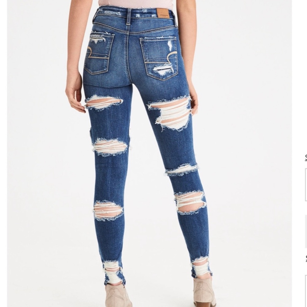 American Eagle super hi-rise destroyed jegging size 8